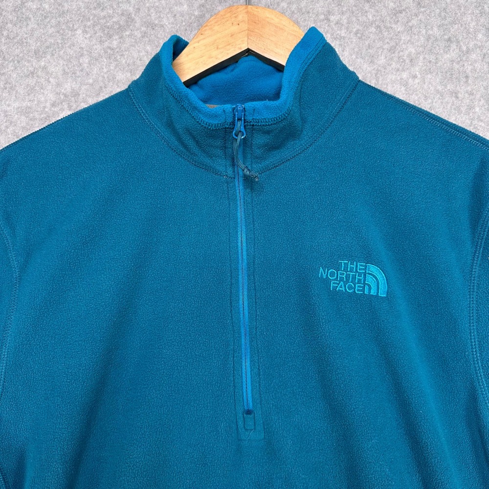 The‎ North Face Mens Medium Blue Teal Fleece 1/4 Zip Pullover Sweatshirt